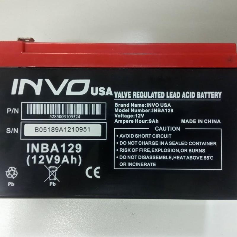 INVO USA Valve Regulated Lead Acid Battery 12V 9Ah